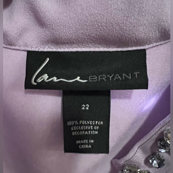 Lane Bryant Lavender Button Down Tank With Jewel Accent Size 22 - Picture 4 of 8